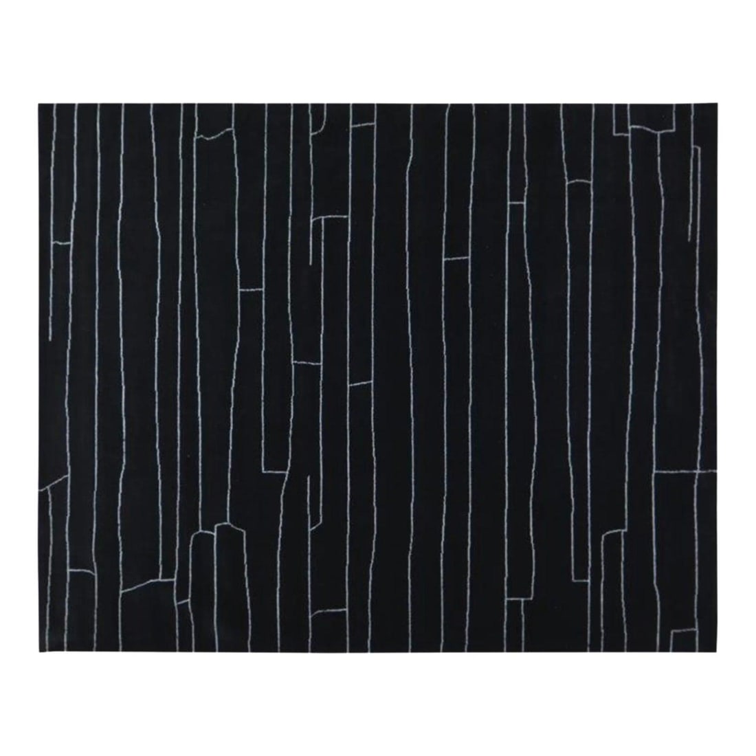 8'1" x 10' Wool Azilal Area Rug with Abstract Pattern: 8'1" x 10' Wool Azilal Area Rug with Abstract Pattern This Moroccan hand-knotted wool rug features a striking abstract design in black and white. Crafted from high-quality wool, it showcases tradition