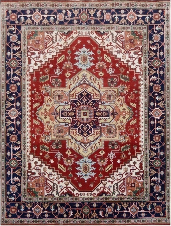 8.10 x 12.1 New Heriz Serapi Handmade Wool Rug India: 8.10 x 12.1 New Heriz Serapi Handmade Wool Rug India Free continental US Shipping Introducing the exquisite 8.10 x 12.1 New Heriz Serapi Handmade Rug, a stunning blend of traditional craftsmanship and