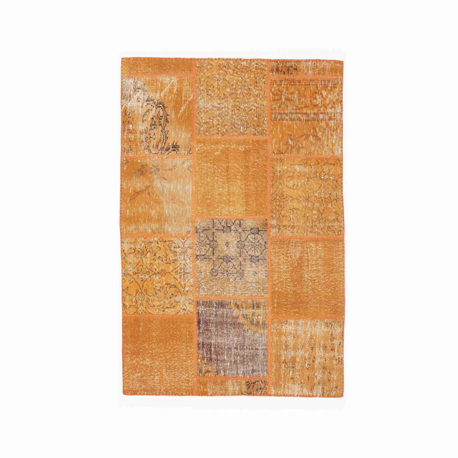 Authentic Handmade Patchwork Wool Carpet 46.9 x 72.4 Inches: Authentic Handmade Patchwork Wool Carpet 46.9 x 72.4 Inches This authentic handmade patchwork carpet showcases a beautiful design crafted from high-quality wool on wool. The intricate weaving techniqu