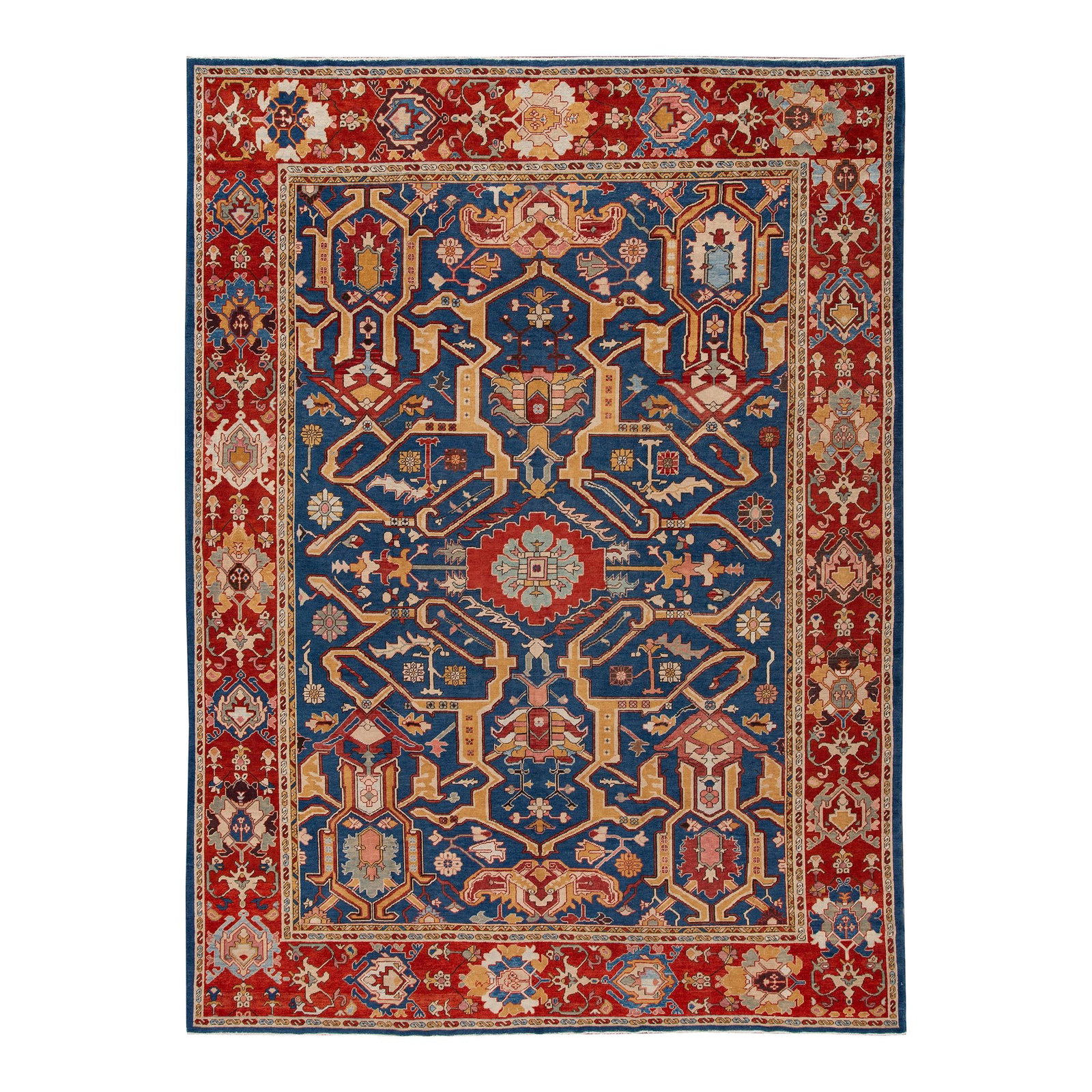 Vintage Turkish Hand-Knotted Wool Rug Navy Blue Floral 10' x 13'9: Vintage Turkish Hand-Knotted Wool Rug Navy Blue Floral 10' x 13'9 Enhance your space with this stunning Vintage Turkish hand-knotted wool rug, featuring a striking navy blue field. The rug is elegantl