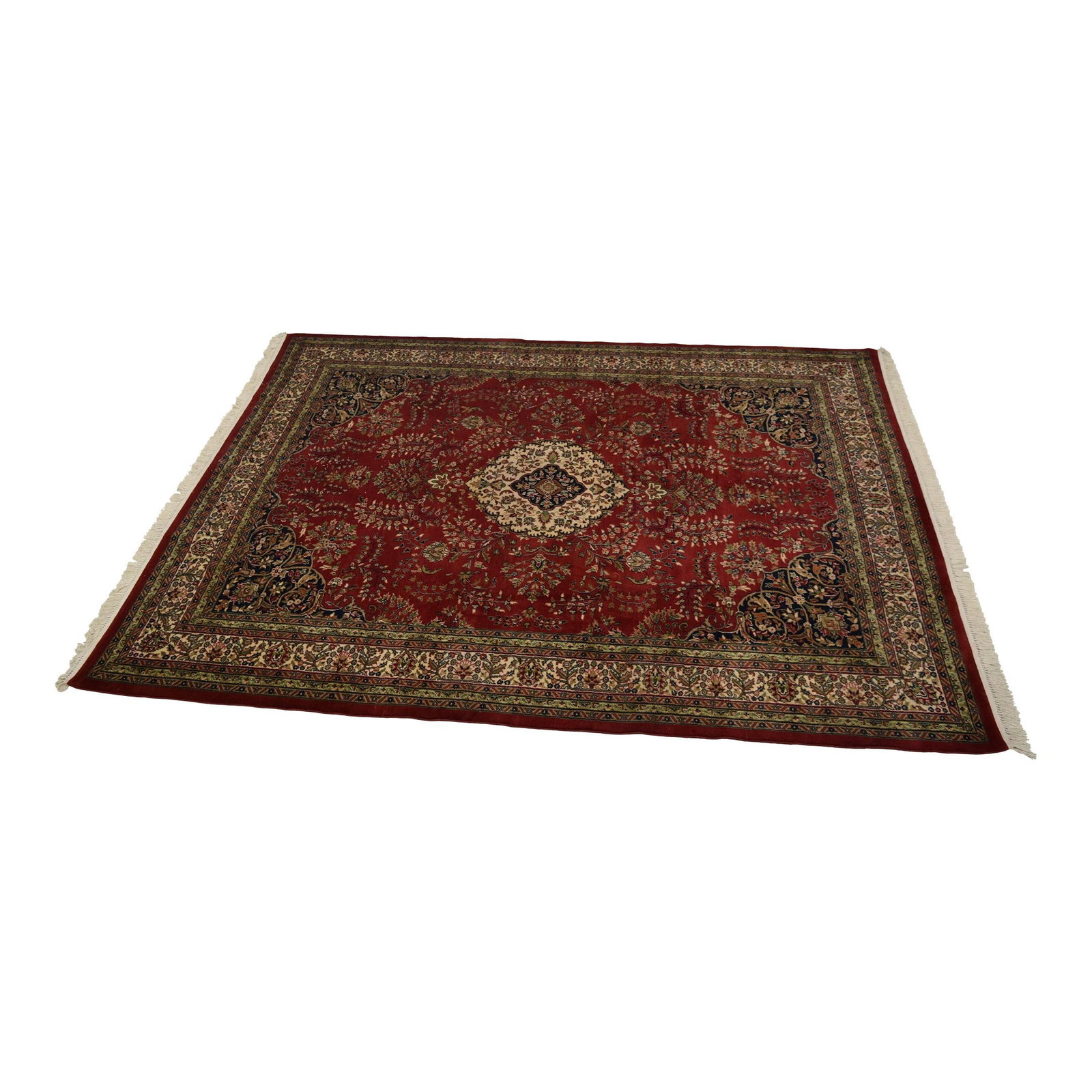 Vintage 50 Year Old Hand Woven Red Wool Area Rug 105 x 149: Vintage 50 Year Old Hand Woven Red Wool Area Rug 105 x 149 Enhance your living space with this vintage red room size rug, measuring approximately 9 x 12 feet. This impressive piece, with an age of aro