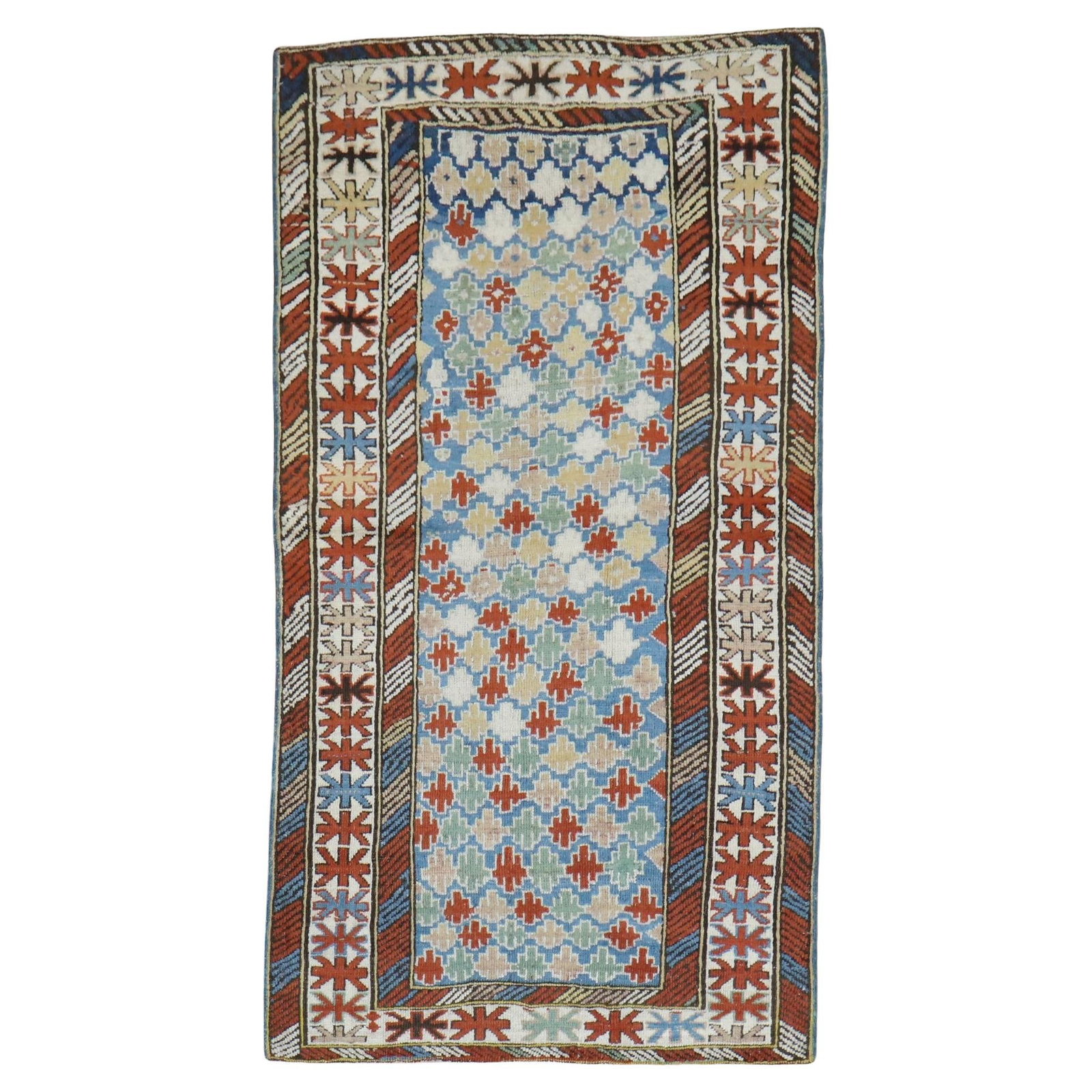Late 19th Century Hand-Knotted Caucasian Shirvan Rug Wool Rustic Design 36 x 64 (1 of 9)