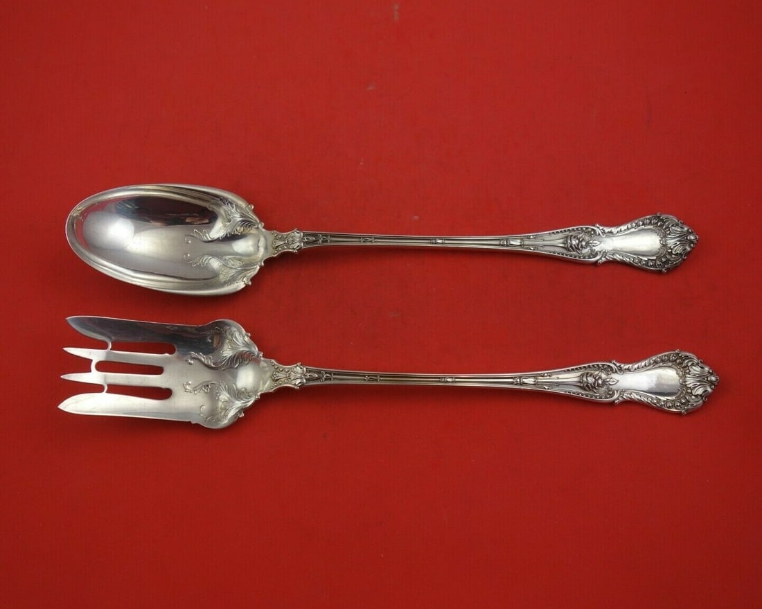 Whiting Dorothy Vernon Sterling Silver Salad Serving Set 2pc 11 7/8": Whiting Dorothy Vernon Sterling Silver Salad Serving Set 2pc 11 7/8" Enhance your dining experience with this exquisite 2-piece salad serving set from the renowned Whiting brand, featuring the elegant