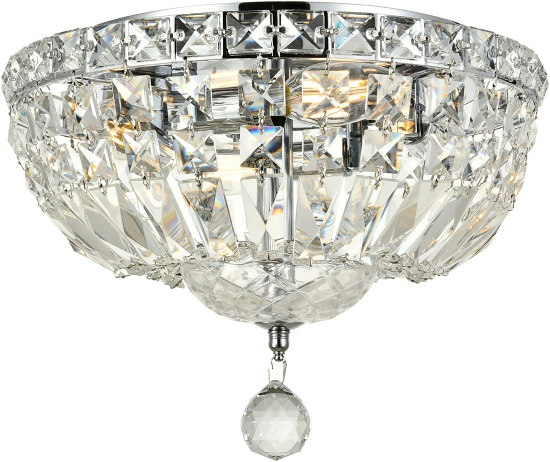 Lighting Tranquil 12 in Chrome Crystal 4 Light Flush Mount (1 of 5)