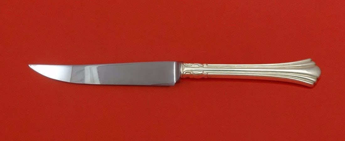 Wallace French Regency Sterling Silver Steak Knife 8.5 Inch: Wallace French Regency Sterling Silver Steak Knife 8.5 Inch This exquisite steak knife features the elegant French Regency pattern by Wallace, crafted from high-quality sterling silver with a hollow h