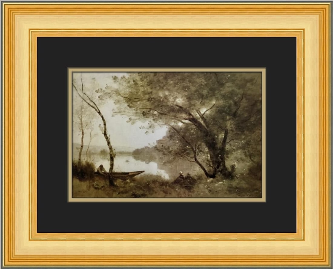 Camille Corot The Boatman of Mortefontaine Custom Framed Print 15x19 Impressionism: Camille Corot The Boatman of Mortefontaine Custom Framed Print 15x19 Impressionism This stunning print titled 'The Boatman of Mortefontaine' by renowned artist Camille Corot captures the essence of Im