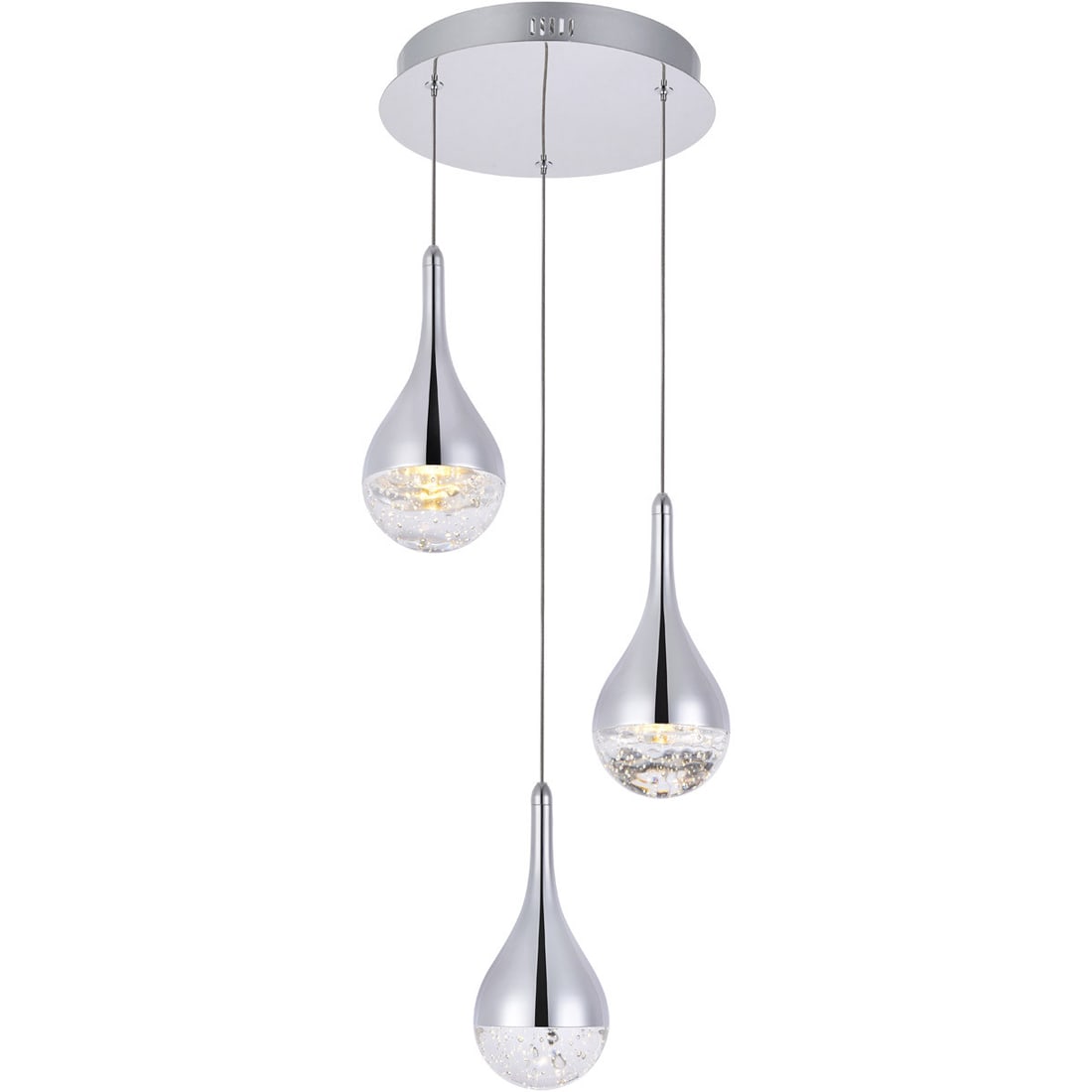 Amherst 3-Light Chrome Crystal Pendant Chandelier: Amherst 3-Light Chrome Crystal Pendant Chandelier This modern pendant chandelier features a contemporary chrome finish with clear seeded crystal accents, designed to complement dining rooms, kitchens,