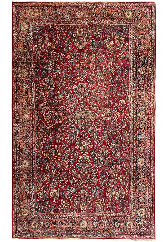 Authentic Antique Persian Sarouk Rug 10.1 x 17.6 ft 1930s: Authentic Antique Persian Sarouk Rug 10.1 x 17.6 ft 1930s Free continental US Shipping Discover the elegance of this authentic antique Persian Sarouk rug, measuring 10.1 x 17.6 feet and crafted in the