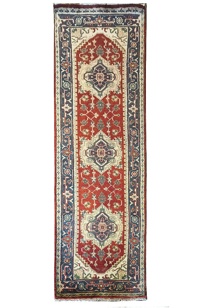 2.6 x 9.11 Serapi Design Handmade Premium Wool Rug: 2.6 x 9.11 Serapi Design Handmade Premium Wool Rug Free continental US Shipping Enhance your living space with this exquisite 2.6 x 9.11 handmade Serapi design premium wool rug. Featuring bold geometr