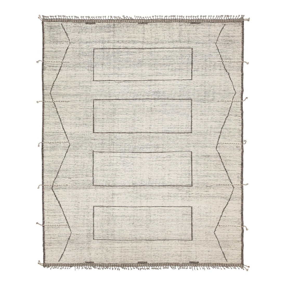 12'4" x 15'2" Handmade Wool Rug Moroccan Style Geometric Ivory (1 of 10)
