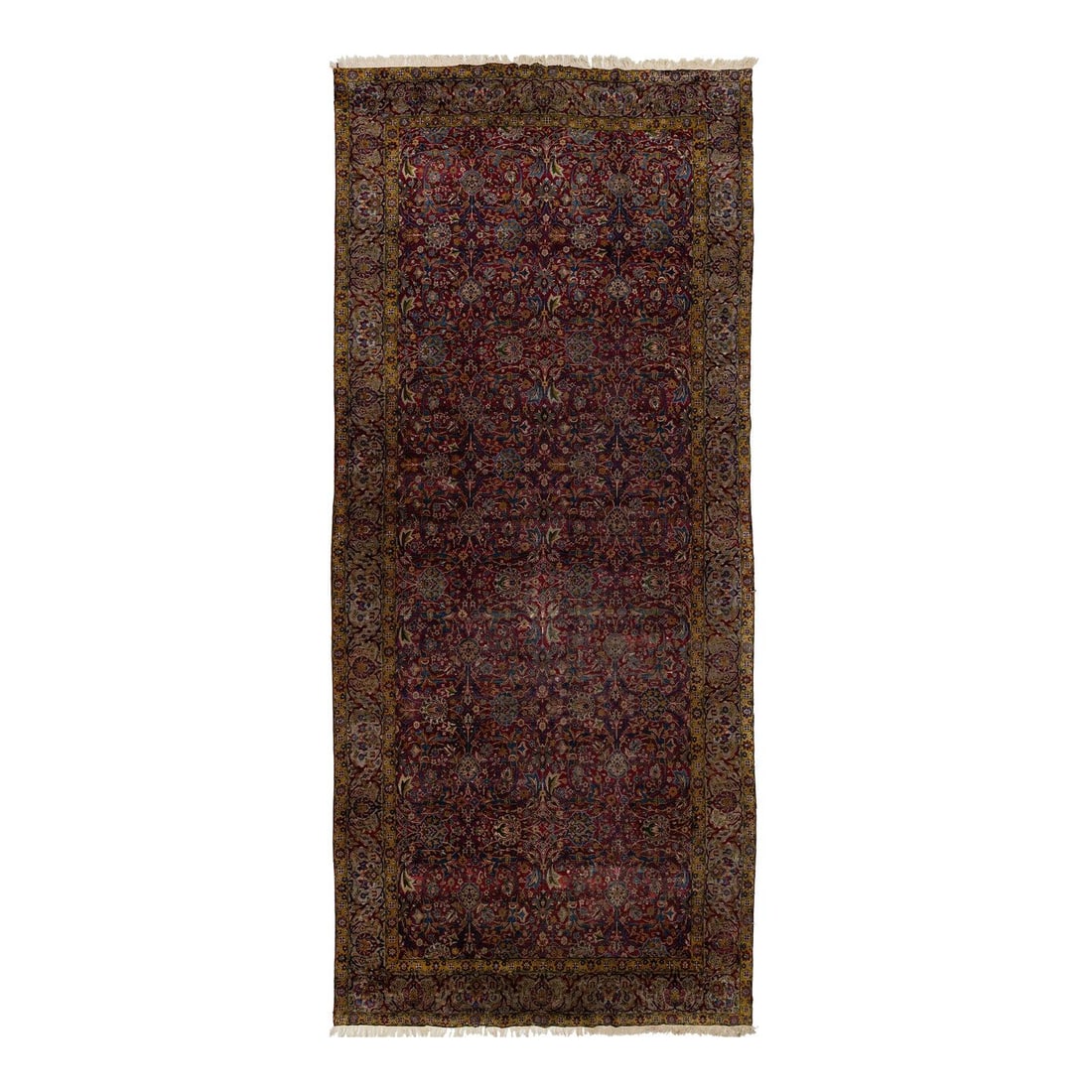 1880s Persian Tabriz Wool Rug Red Floral Design 8'8 x 16'8: 1880s Persian Tabriz Wool Rug Red Floral Design 8'8 x 16'8 This exquisite antique Persian Tabriz rug, dating back to the 1880s, showcases a vibrant red field adorned with an intricate floral design, a