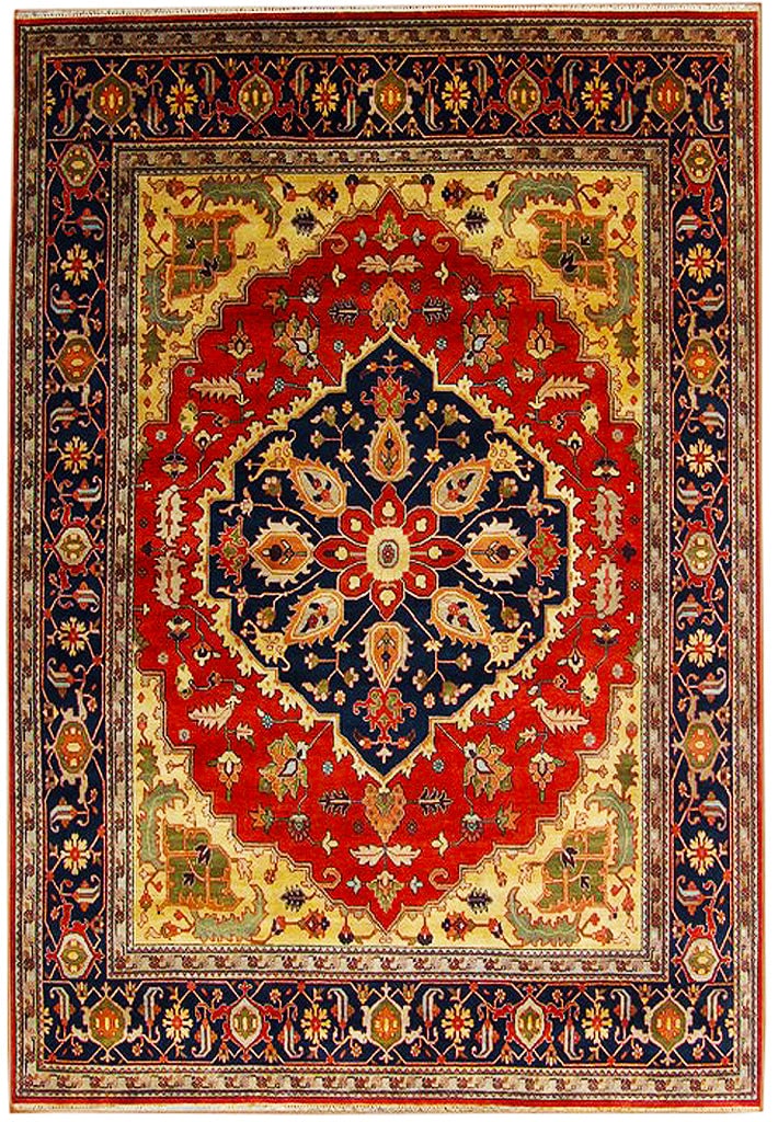 12 x 14.11 Handmade Serapi Wool Rug Red Orange Geometric Design: 12 x 14.11 Handmade Serapi Wool Rug Red Orange Geometric Design Free continental US Shipping Enhance your home decor with this stunning 12' x 14' 11" Serapi rug, expertly hand-knotted by skilled artis
