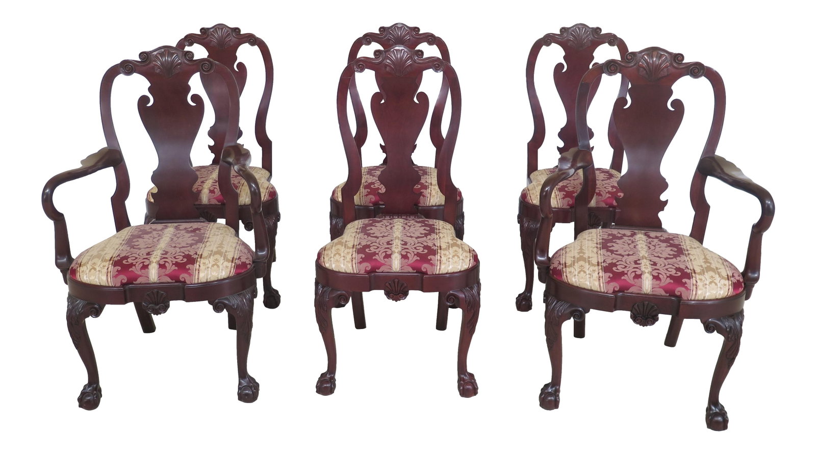 1990s Kindel Winterthur Collection Dining Chairs Set of 6 Mahogany Cherry: 1990s Kindel Winterthur Collection Dining Chairs Set of 6 Mahogany Cherry Enhance your dining space with this exquisite set of 6 vintage Kindel Winterthur Collection dining room chairs, dating back to