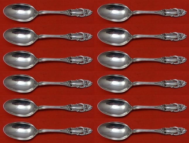 Towle Grand Duchess Sterling Silver Soup Spoon Set of 12 pcs 7 1/8 in: Towle Grand Duchess Sterling Silver Soup Spoon Set of 12 pcs 7 1/8 in Enhance your dining experience with this exquisite set of 12 Grand Duchess place soup spoons by Towle. Each spoon is crafted from 