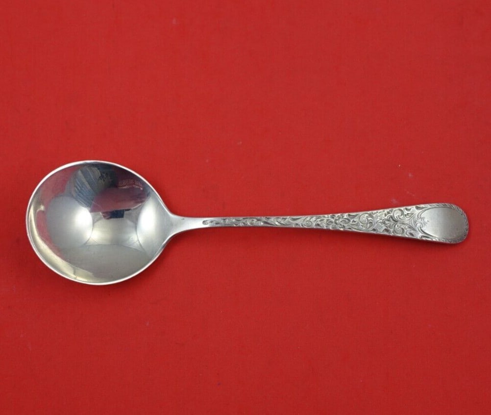 Birks London Engraved sterling silver gumbo soup spoon 6 3/4" (1 of 3)