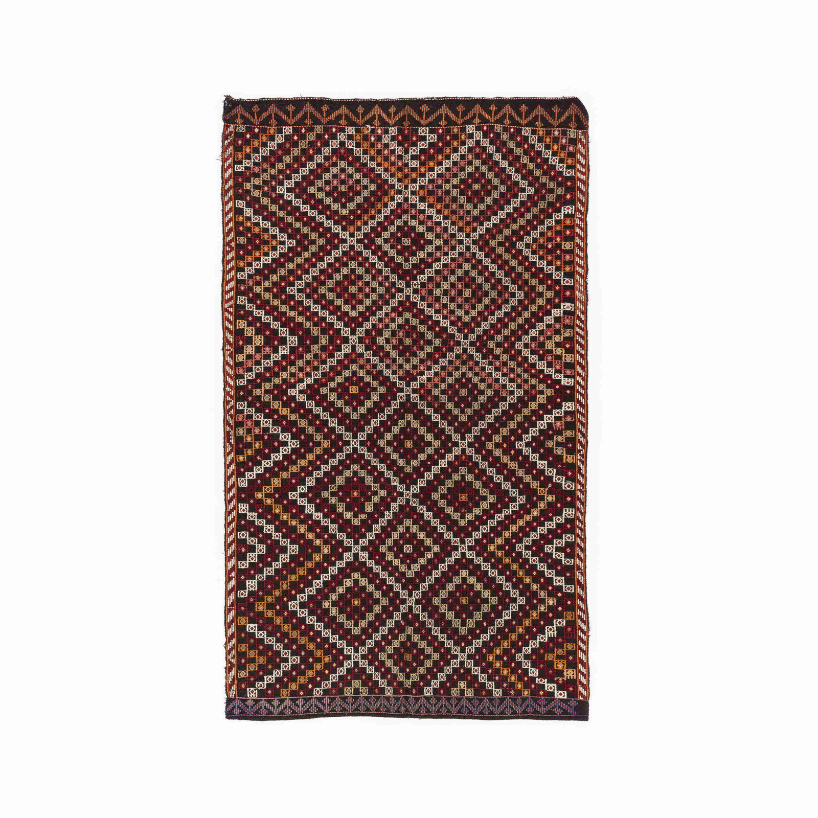Authentic Cicim Handmade Wool Kilim 69.3 x 120.9 Inches: Authentic Cicim Handmade Wool Kilim 69.3 x 120.9 Inches This authentic handmade Cicim rug showcases exquisite craftsmanship with its unique flat woven design. Made from high-quality wool on wool, this