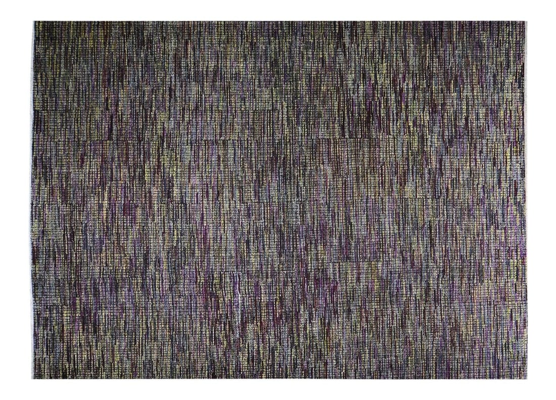 9'x12'2" Wool Azilal Moroccan Rug in Contemporary Style Soft Texture: 9'x12'2" Wool Azilal Moroccan Rug in Contemporary Style Soft Texture This Moroccan Azilal rug features a hand-knotted construction with natural colors and a contemporary style. Crafted from wool, it o