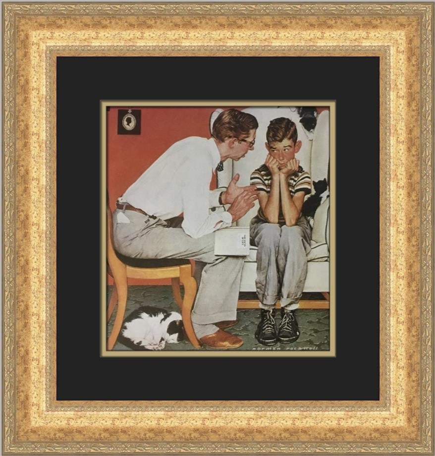 Norman Rockwell open edition framed lithograph The Facts Of Life: Norman Rockwell open edition framed lithograph The Facts Of Life This is a custom-framed, open edition offset lithograph print titled "The Facts Of Life" by Norman Rockwell. Produced in 1979, the prin