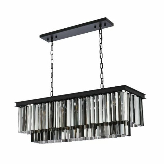 Sydney 12 Light Crystal Chandelier Matte Black 40 in: Sydney 12 Light Crystal Chandelier Matte Black 40 in Modern 12-light chandelier with a matte black finish and crystal construction, designed for indoor use. It features clear, clear white, warm white,