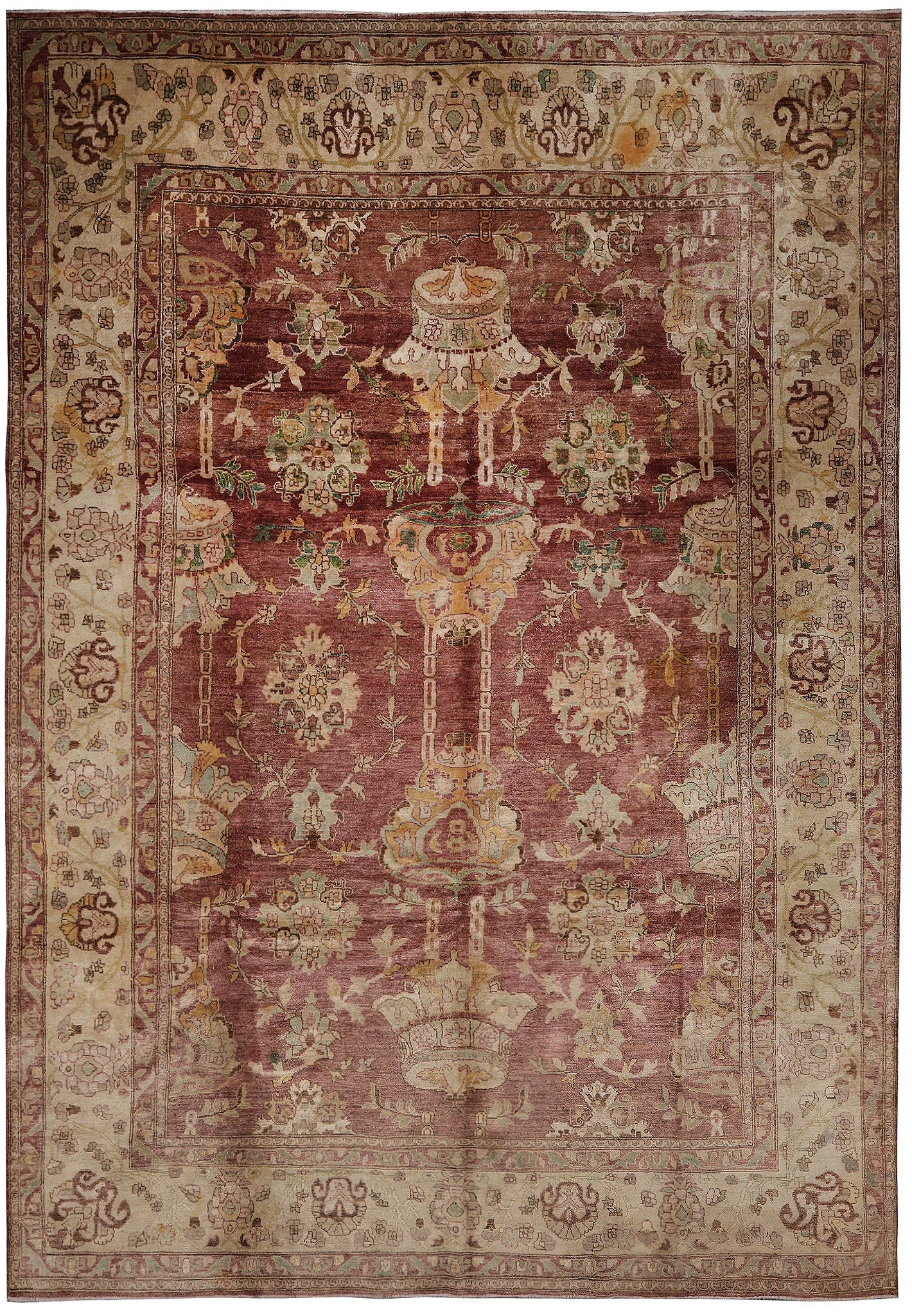 9.5 x 12.8 Hand-Knotted Oushak Rug Fine Ghazni Wool Rust Crown: 9.5 x 12.8 Hand-Knotted Oushak Rug Fine Ghazni Wool Rust Crown Free continental US Shipping This hand-knotted Oushak area rug is made from fine, silky Ghazni wool and features a rust crown color palet