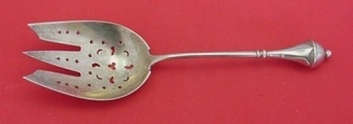 Albert Coles Sterling Silver 3-D Vegetable Serving Fork 9 1/4 Inch Antique: Albert Coles Sterling Silver 3-D Vegetable Serving Fork 9 1/4 Inch Antique Discover this exquisite antique sterling silver vegetable serving fork by Albert Coles & Co., crafted between 1850 and 1899. 