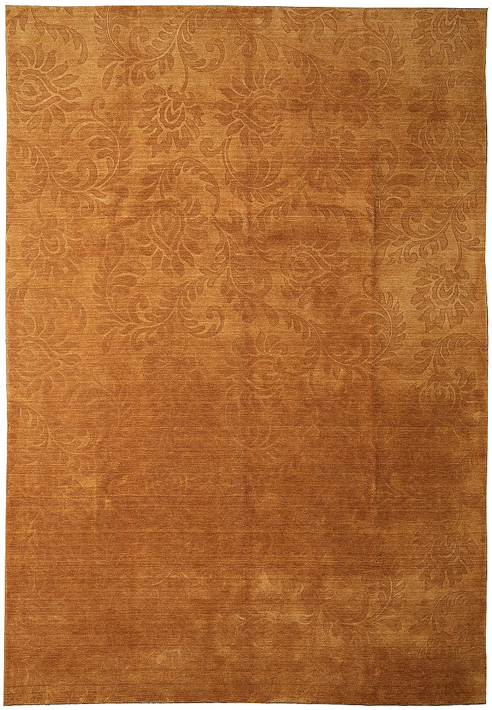9 x 11.9 Hand-Knotted Wool Area Rug Rust Contemporary India: 9 x 11.9 Hand-Knotted Wool Area Rug Rust Contemporary India Free continental US Shipping This contemporary handmade area rug features a solid rust color with subtle tone-on-tone floral patterns for an