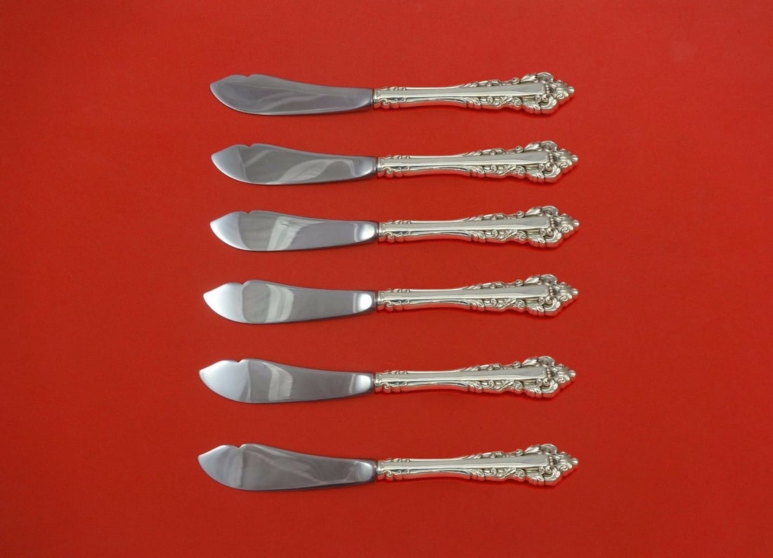 Gorham Medici New Sterling Silver Trout Knife Set 6pc Custom 7.5": Gorham Medici New Sterling Silver Trout Knife Set 6pc Custom 7.5" Introducing the Medici New by Gorham Sterling Silver Trout Knife Set, a stunning collection of six custom-made knives, each measuring 