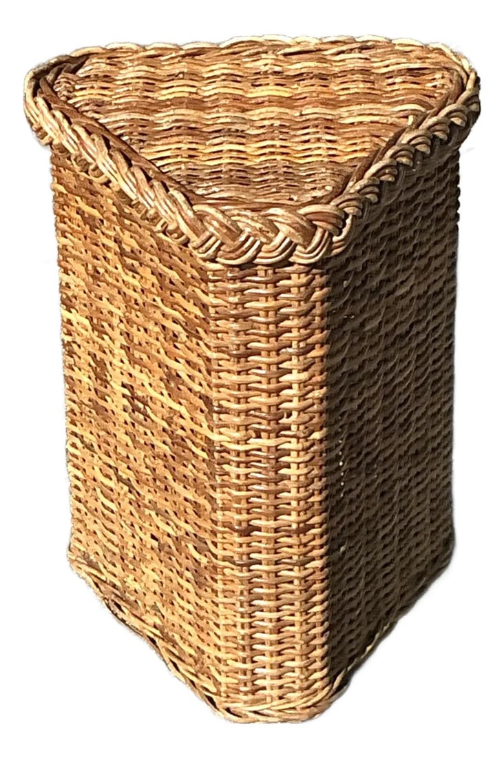 Vintage Coastal Braided Rattan Pedestal 17x15x22 Chocolate (1 of 7)