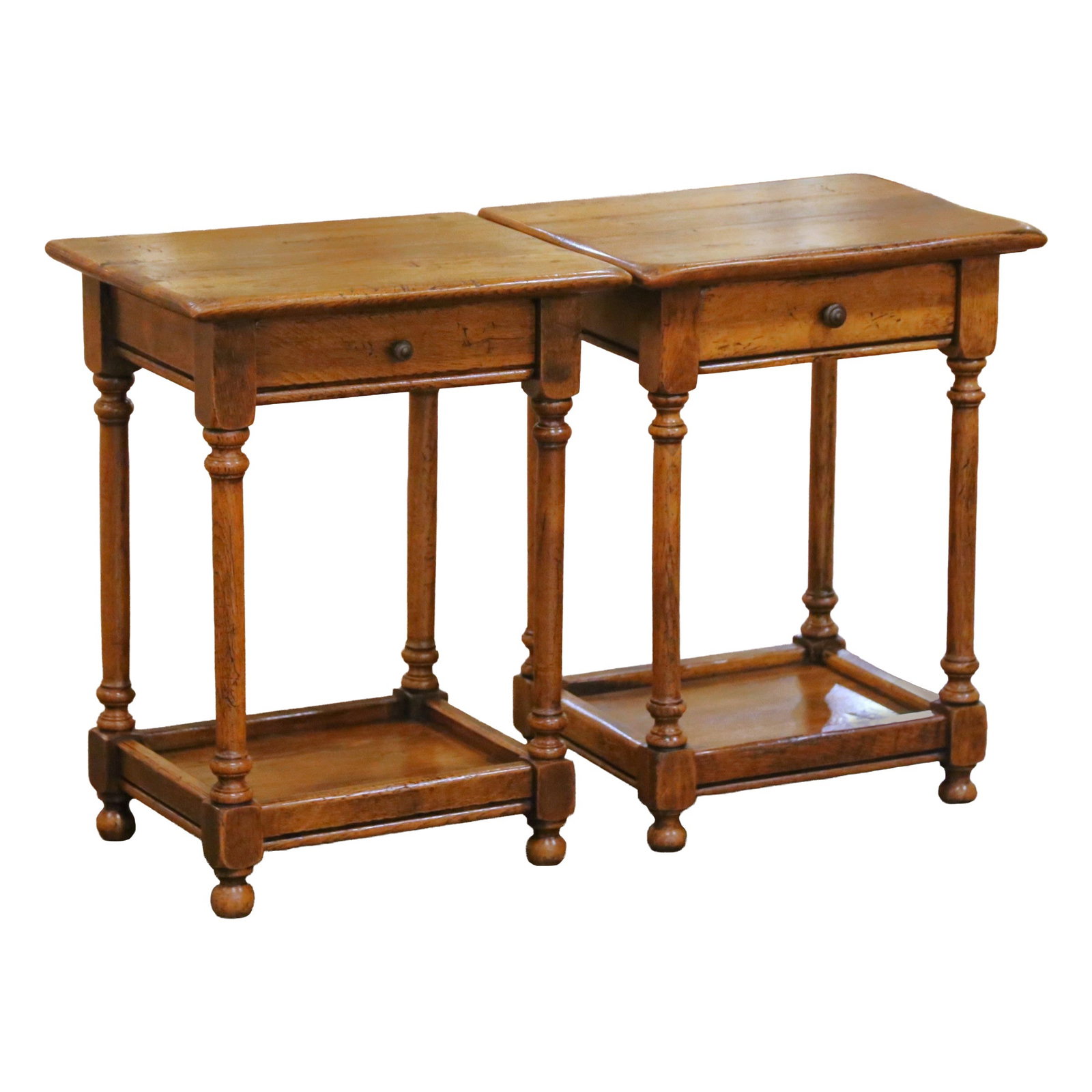 Set of 2 French Normandy oak side tables in Louis XIII style (1 of 15)