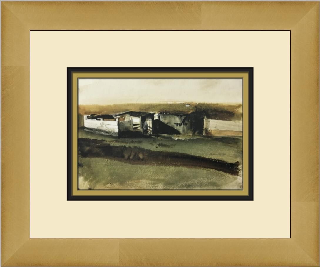 Andrew Wyeth Untitled XIII Custom Framed Landscape Print 11 x 13: Andrew Wyeth Untitled XIII Custom Framed Landscape Print 11 x 13 This exquisite print titled 'Untitled XIII' by renowned artist Andrew Wyeth showcases a beautiful landscape rendered in his signature I