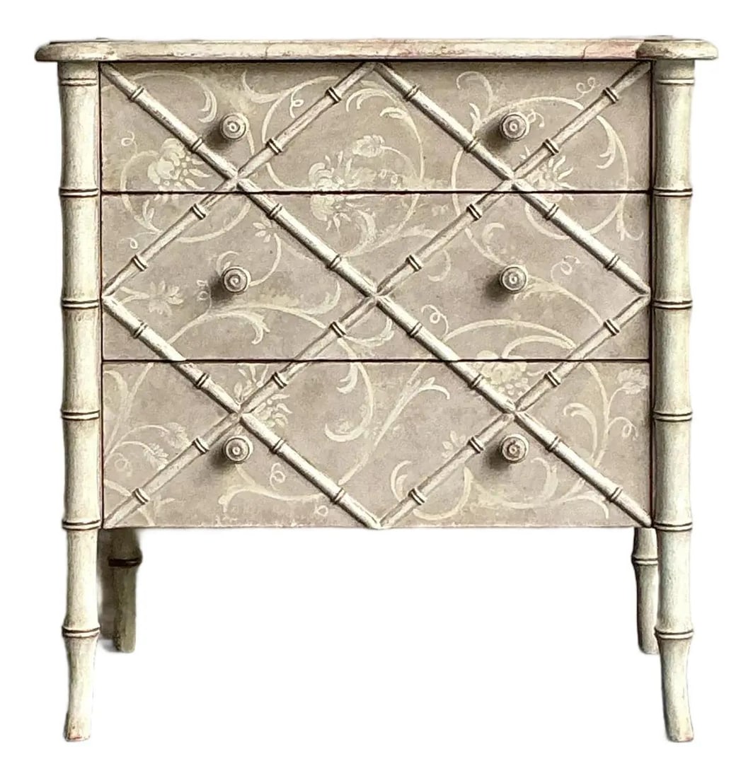 Hand Painted Italian Neoclassical Chest With Patina and Trellis Motif (1 of 7)