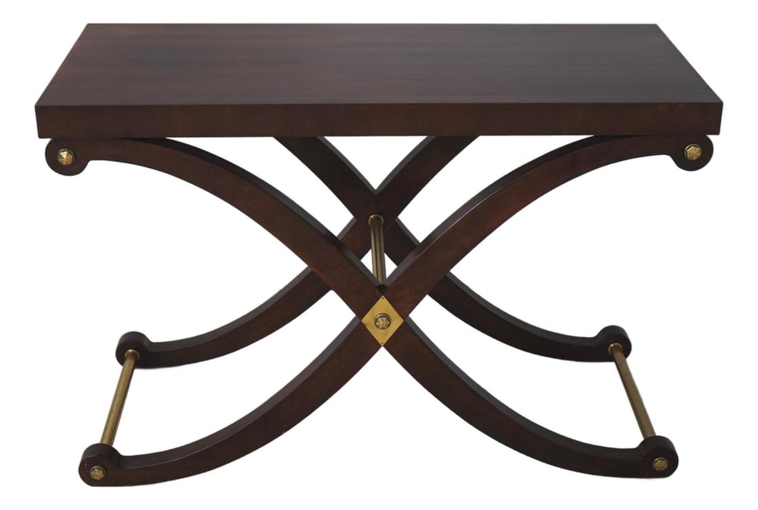 Henredon Mahogany Regency Brass Stretcher Console Table (1 of 10)