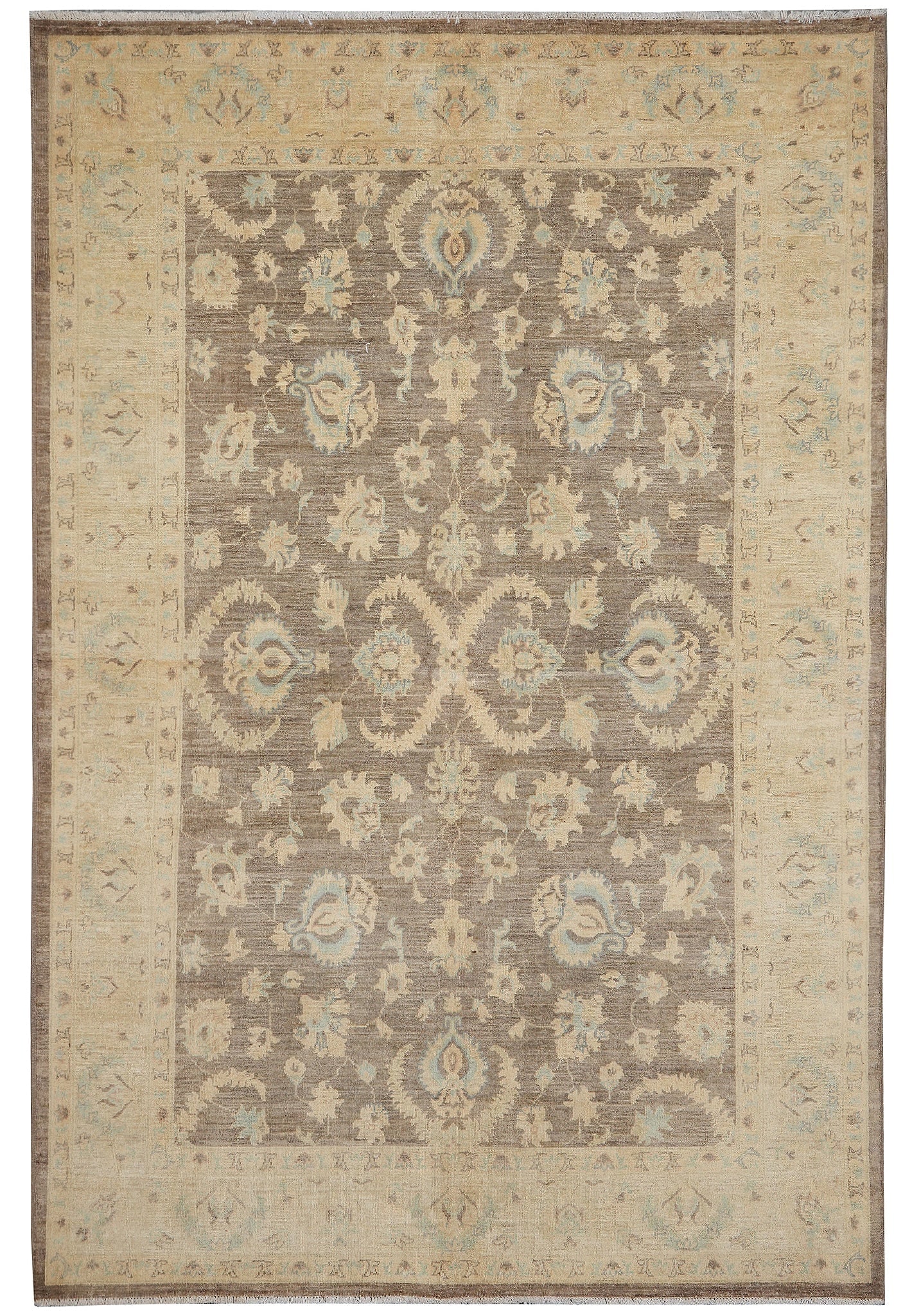 8' 9" x 6' 1" Vegetable Dyed Ziglar Chobi Peshawar Rug: 8' 9" x 6' 1" Vegetable Dyed Ziglar Chobi Peshawar Rug Free continental US Shipping Enhance your living space with this exquisite 8.9 x 6.1 Gray Vegetable Dyed Ziglar Chobi Peshawar Rug. Hand-knotted 