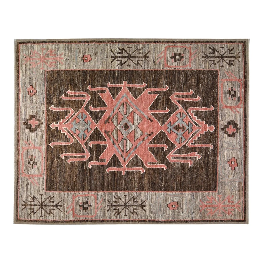 8'x10'2" Wool Area Rug Hand Knotted Oushak Design: 8'x10'2" Wool Area Rug Hand Knotted Oushak Design This Oushak hand-knotted wool rug is crafted using traditional techniques, blending classic artistry with a modern design sensibility. The rug feature