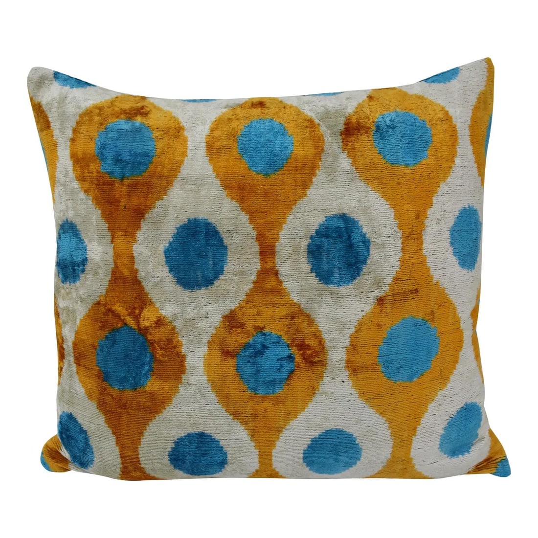 Tangerine Silk Ikat Velvet Pillow With Linen Backing 22 Inch Square (1 of 3)