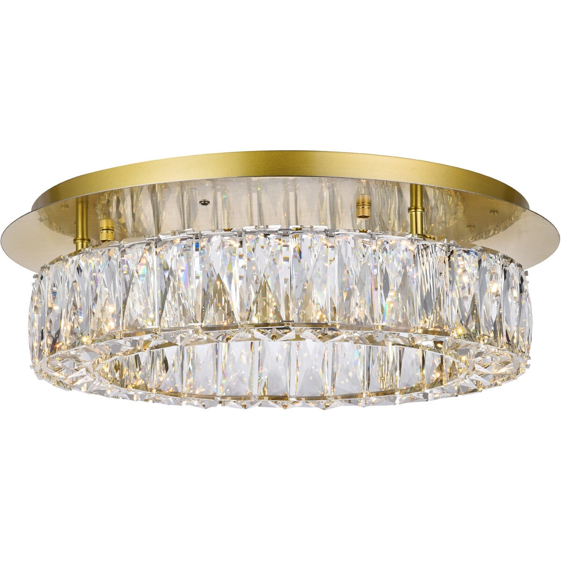 Monroe LED Flush Mount Crystal Ceiling Light 17.7 in Gold (1 of 8)