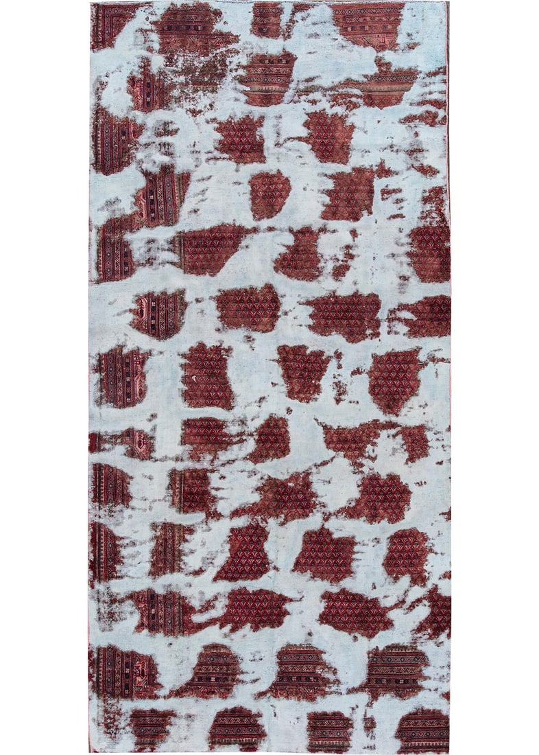 Vintage Persian Tabriz Hand-Knotted Wool Rug 5'10 x 12'1 Ruby Red: Vintage Persian Tabriz Hand-Knotted Wool Rug 5'10 x 12'1 Ruby Red Enhance your living space with this stunning vintage distressed Persian Tabriz rug, expertly hand-knotted from high-quality wool. The 