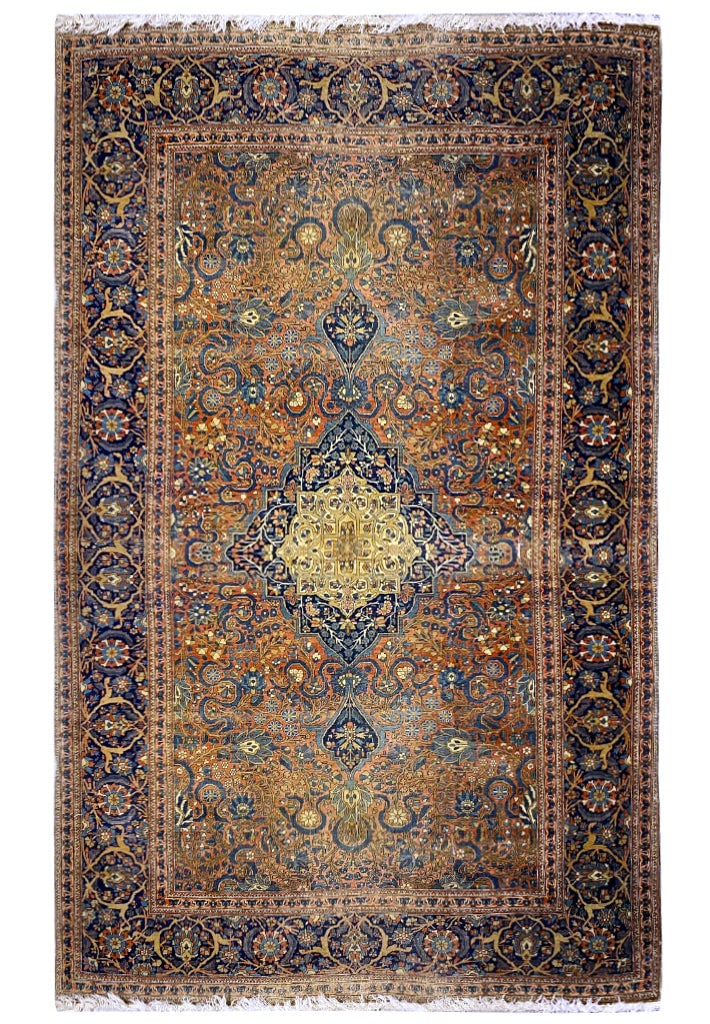 Mohtasham Kashan 4.3 x 7.1 Antique Persian Rug Circa 1910s: Mohtasham Kashan 4.3 x 7.1 Antique Persian Rug Circa 1910s Free continental US Shipping Discover the elegance of this authentic antique Persian rug, measuring 4.3 x 7.1 feet. Hand-knotted in Tabriz, I