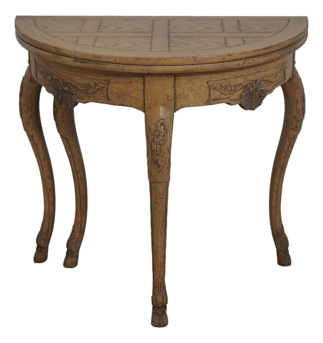 Baker oak flip top gate leg demilune table 32w x 16d x 30h (1 of 10)