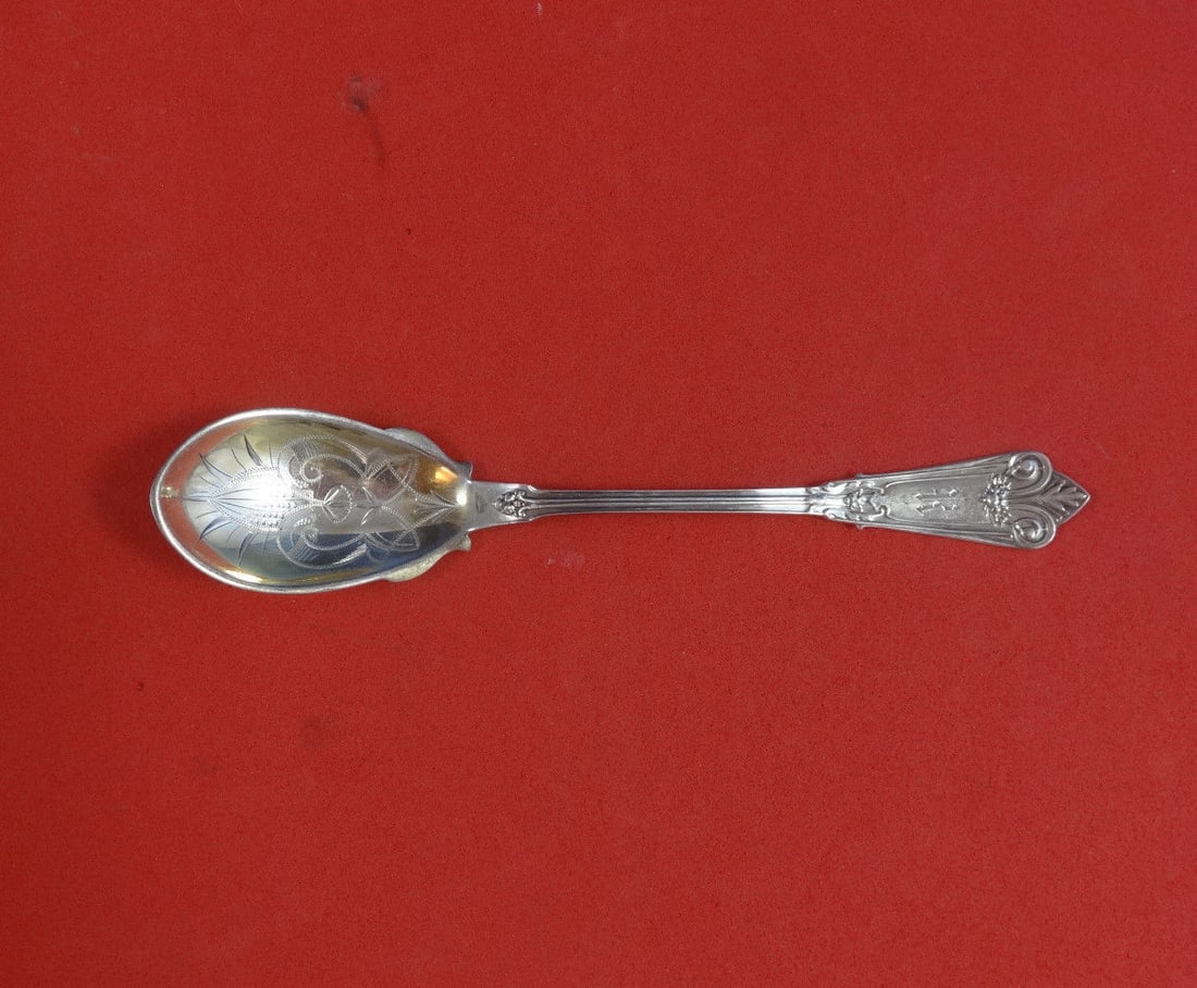 Whiting-Hebbard Fruit Pattern Sterling Silver Ice Cream Spoon 6 1/8 Gold-Washed (1 of 1)