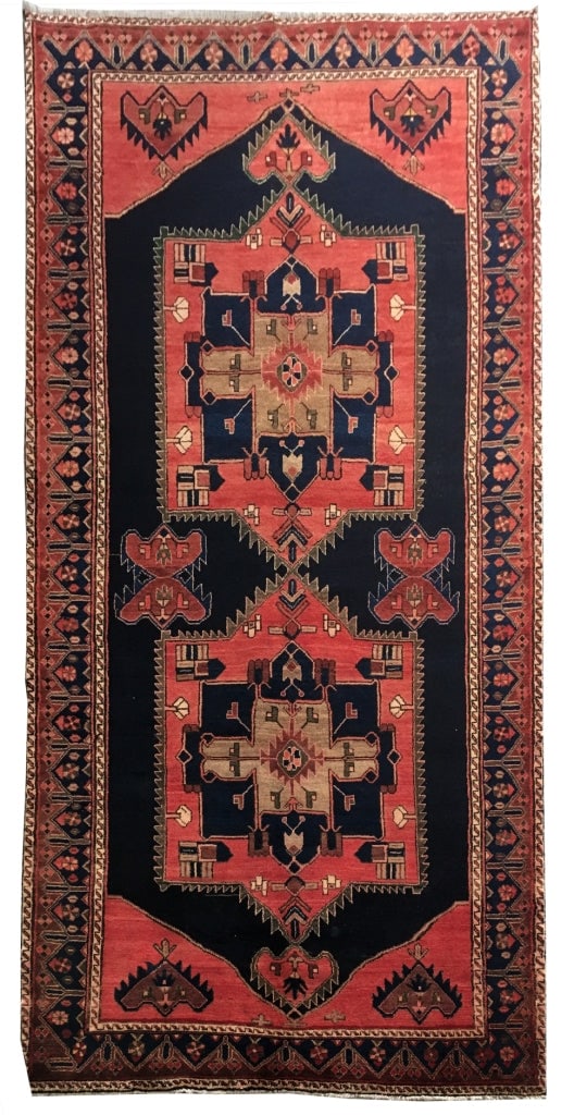 Handwoven 5'3 x 10'10 Orange Red Persian Hamadan Rug: Handwoven 5'3 x 10'10 Orange Red Persian Hamadan Rug Free continental US Shipping Introducing the exquisite 5.3 x 10.10 Orange Red Persian Hamadan Rug, a stunning representation of traditional Persian