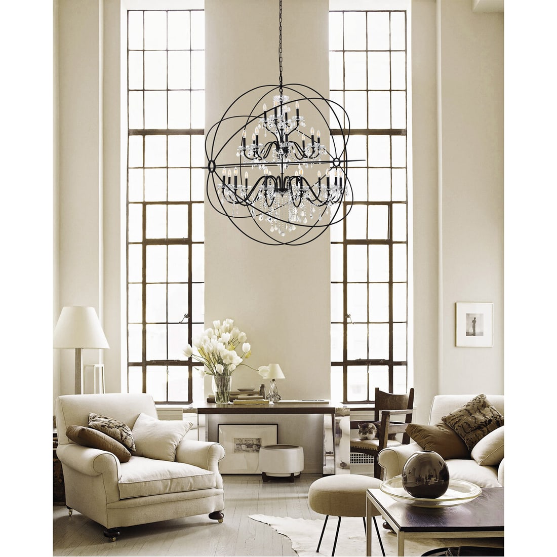 24-Light Black Crystal Orb Chandelier Cordelia 59.1 Inch (1 of 9)