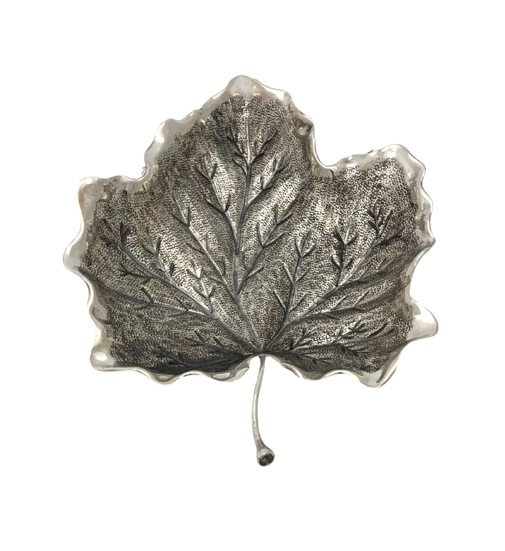 Unique Handmade 925 Sterling Silver Autumn Leaf Serving Dish (1 of 3)