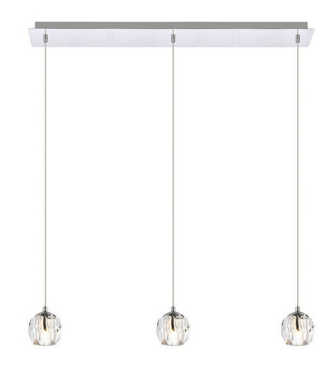 Eren 3 Light Chrome Crystal Pendant Ceiling Fixture 28in (1 of 5)