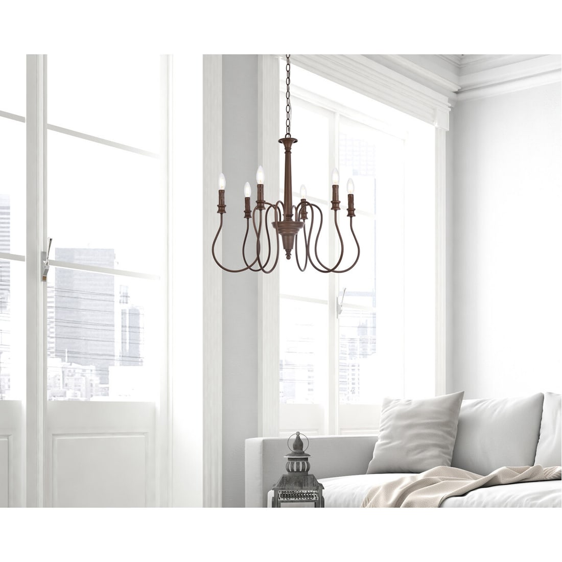 Flynx 6-Light Weathered Oak Candlestick Chandelier (1 of 8)