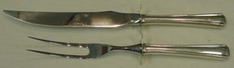 2-Piece Sterling Steak Carving Set John and Priscilla Pattern by Westmorland: 2-Piece Sterling Steak Carving Set John and Priscilla Pattern by Westmorland This is a 2-piece steak carving set in the John and Priscilla pattern by Westmorland. Crafted from sterling silver, the set