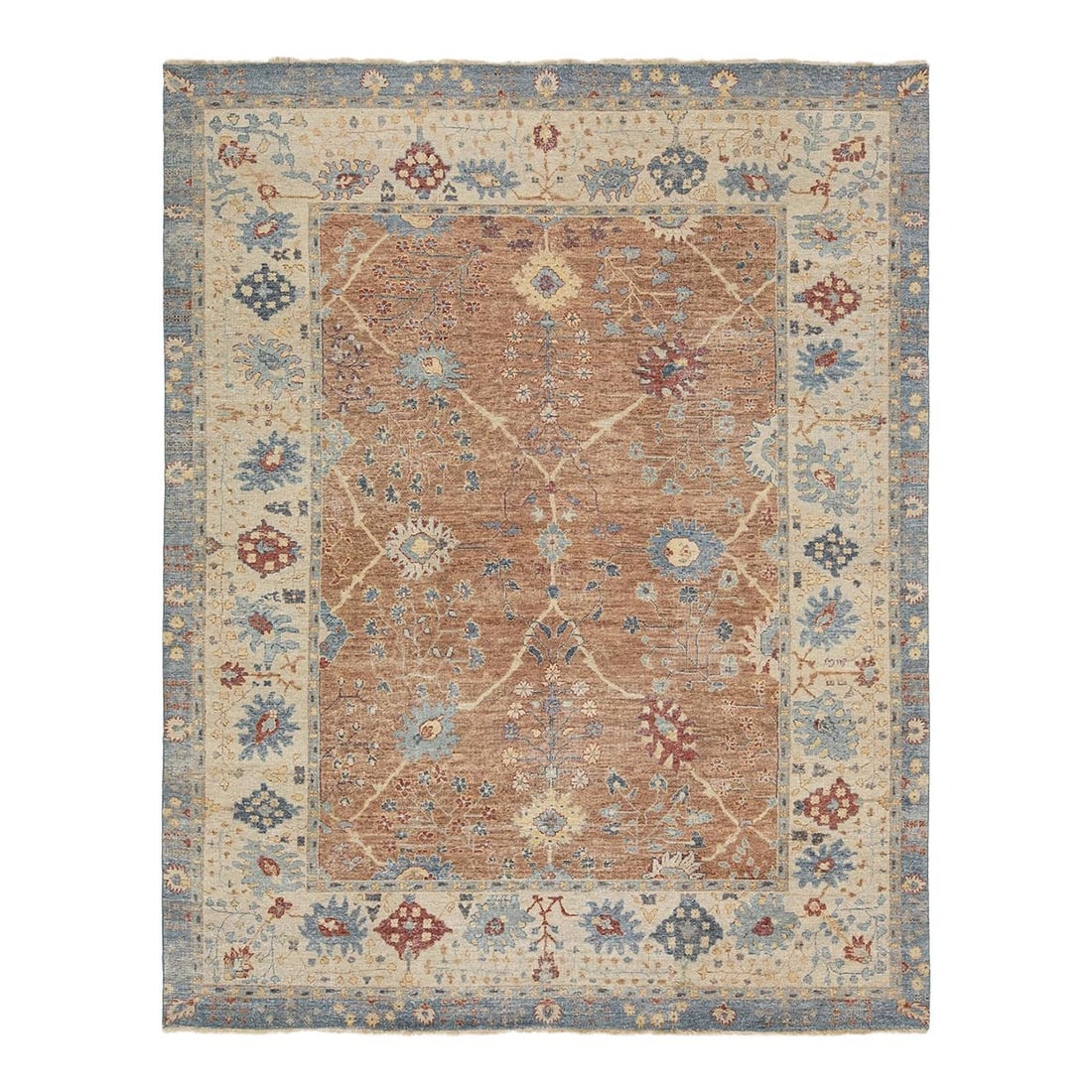 Artisan Tabriz Style Handmade Wool Rug 7'10 x 10 Brown: Artisan Tabriz Style Handmade Wool Rug 7'10 x 10 Brown Transform your living space with this exquisite Modern Tabriz Style Handmade Indian Wool Rug. Part of the Artisan Line, this rug offers a contemp