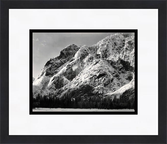 Ansel Adams Cliffs Of Glacier Point Yosemite Custom Framed Print 1980: Ansel Adams Cliffs Of Glacier Point Yosemite Custom Framed Print 1980 This stunning custom framed print features Ansel Adams' iconic landscape titled "Cliffs Of Glacier Point & Avalanche Yosemite CA."
