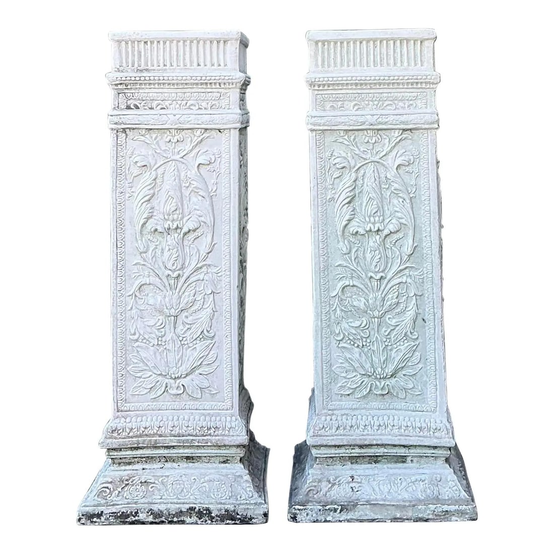 Pair of Cast Concrete Neoclassical Pedestals 15 x 15 x 39.25 (1 of 10)