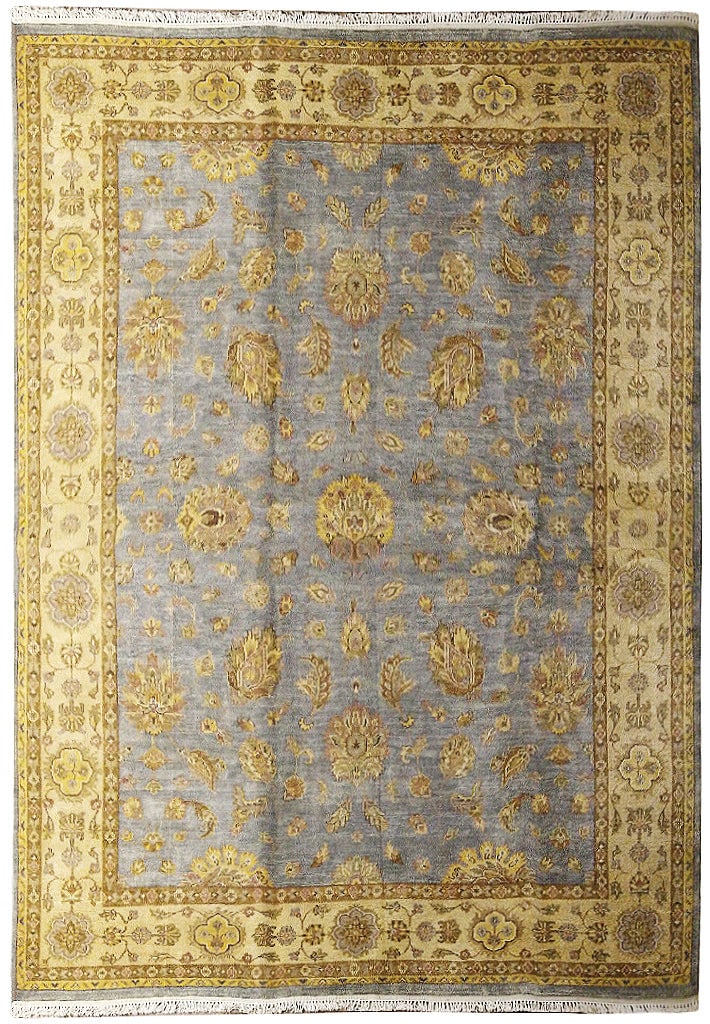 Elegant 8 x 9.11 Light Blue Hand-Knotted Oushak Area Rug: Elegant 8 x 9.11 Light Blue Hand-Knotted Oushak Area Rug Free continental US Shipping Enhance your home decor with this exquisite 8.0 x 9.11 light blue Oushak rug, known for its serene elegance. Inspi